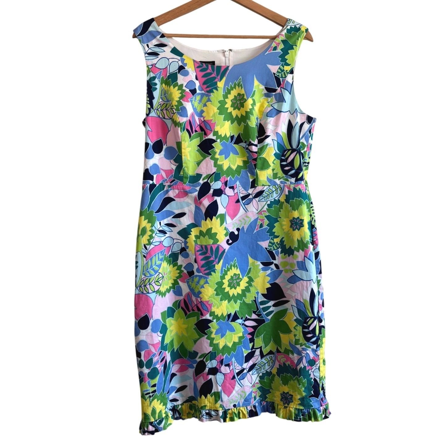 Talbots Floral Shift Dress Cotton Size 10 Sleeveless Retro Coastal Prep Bright